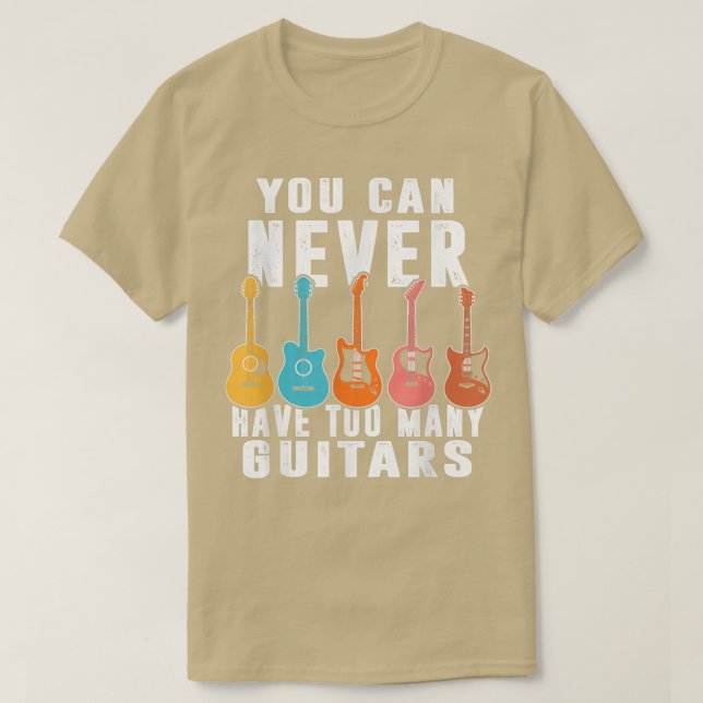 Camiseta Nunca Se Puede Tener Demasiada Música Guitarra Ama (Diseño del anverso)