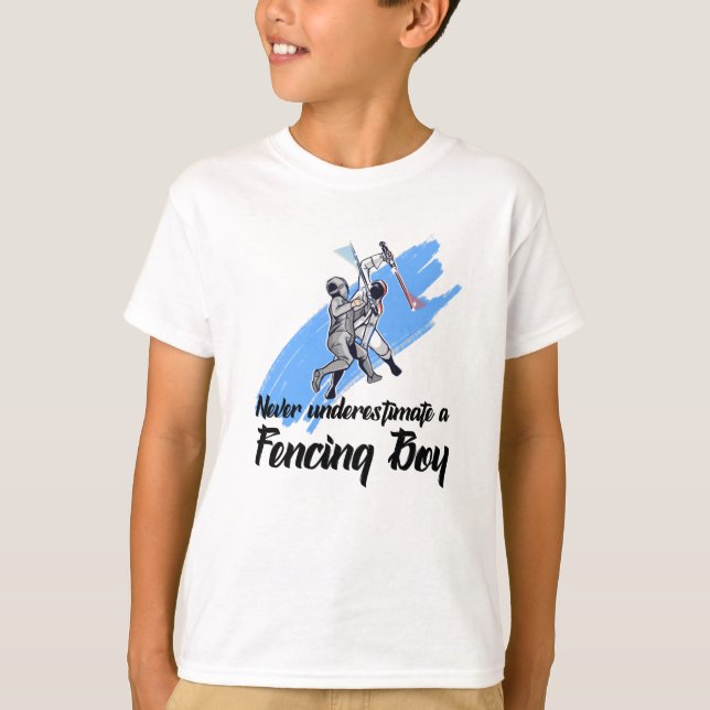 Camiseta nunca subestimar a un niño con esgrima (Anverso)