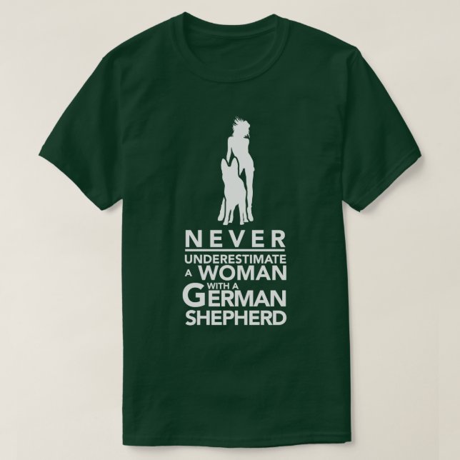 Camiseta Nunca subestimar a una mujer con GSD (Diseño del anverso)