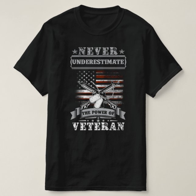 Camiseta nunca subestimar el poder de los veteranos (Diseño del anverso)