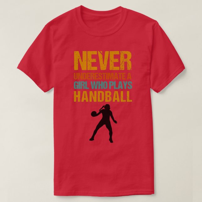 Camiseta Nunca Subestimes A Un Chica Que Juega A Mano De Ba (Diseño del anverso)