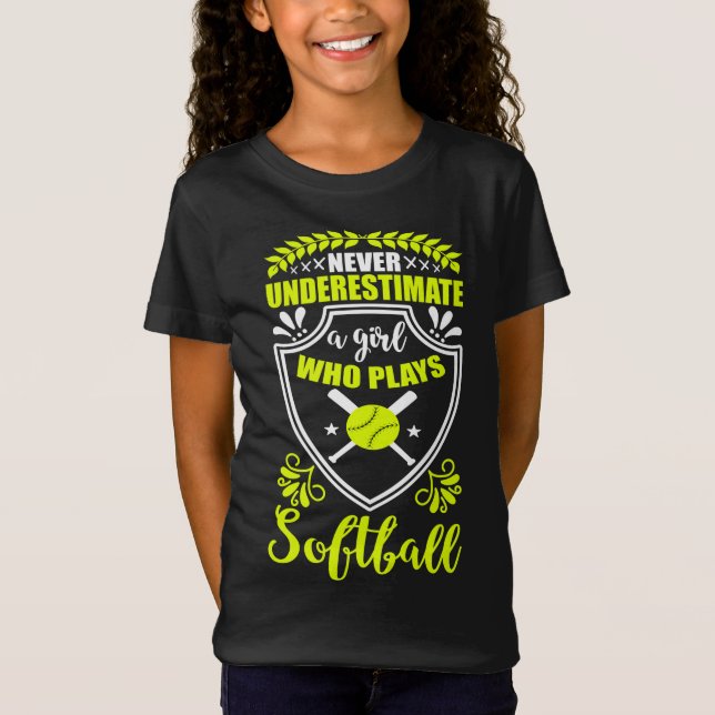 Camiseta Nunca Subestimes A Un Chica Que Juega A Softball N (Anverso)