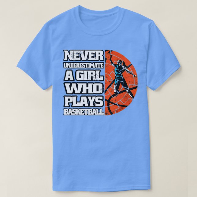 Camiseta Nunca Subestimes A Un Chica Que Juega Baloncesto L (Diseño del anverso)