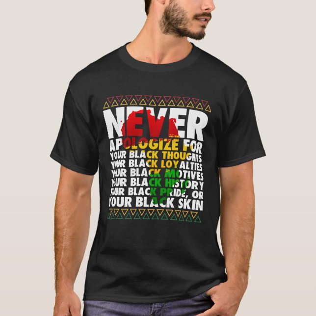 Camiseta Nunca te disculpes por el mes de la historia negra (Anverso)