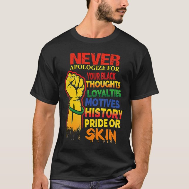 Camiseta Nunca te disculpes por el mes de la historia negra (Anverso)