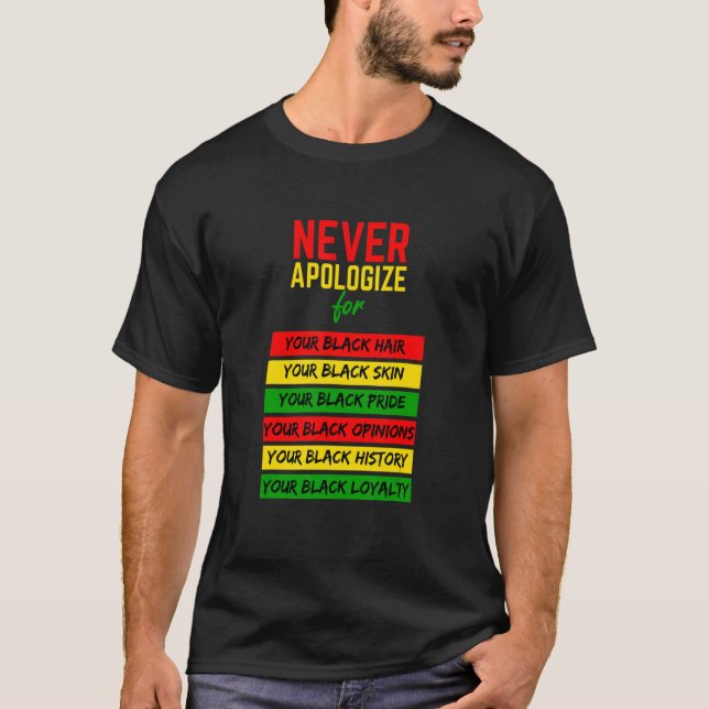 Camiseta Nunca te disculpes por los negros afroamericanos d (Anverso)