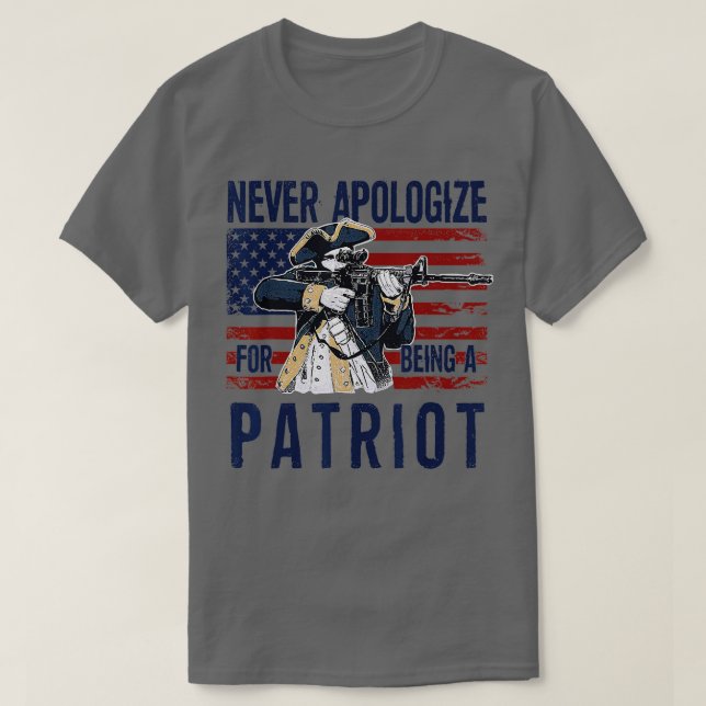Camiseta Nunca te disculpes por ser un patriota norteameric (Diseño del anverso)