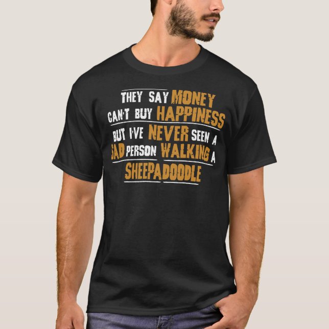 Camiseta Nunca vi a una persona triste caminando por Sheepa (Anverso)