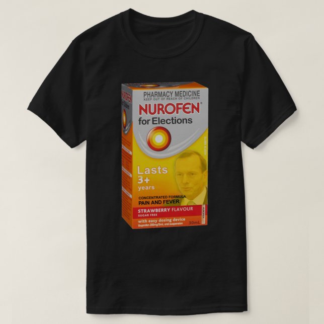 Camiseta Nurofen para las elecciones (Diseño del anverso)