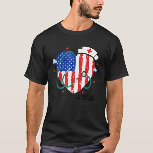 Camiseta Nurse 4th Of July   Stethoscope Nursing Nurselife (Anverso)