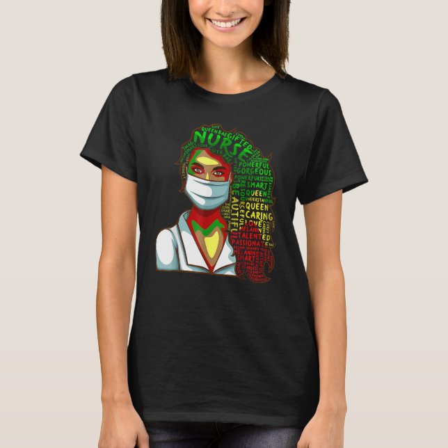Camiseta Nurse Black History Queen Melanin Afro African Pri (Anverso)