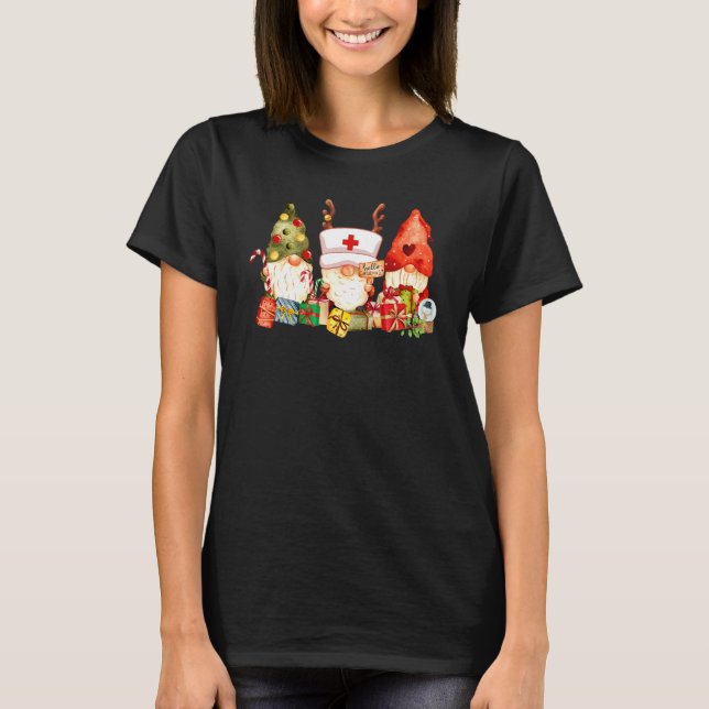 Camiseta Nurse Christmas Gnomes Cute Nurses Xmas Pajamas PJ (Anverso)
