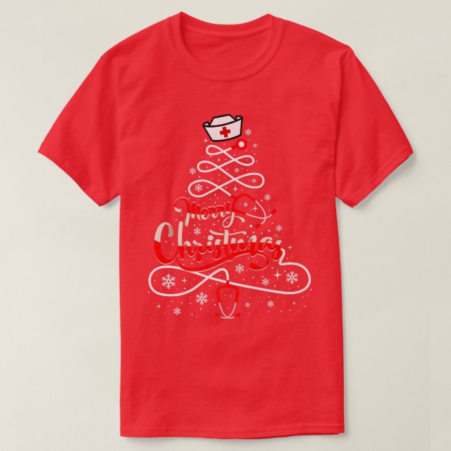 Camiseta Nurse Christmas Tree Stethoscope RN LPN Scrub Nurs (Diseño del anverso)