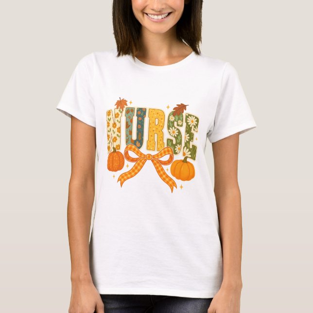 Camiseta Nurse coquette fall｜nurse pumpkin png｜nurse fall (Anverso)