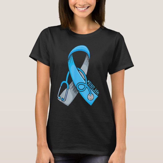 Camiseta Nurse Diabetes Awareness Blue Ribbon Nursing RN Li (Anverso)