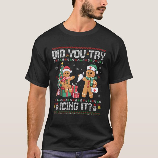 Camiseta Nurse Did You Try Icing It Christmas Retro Gingerb (Anverso)