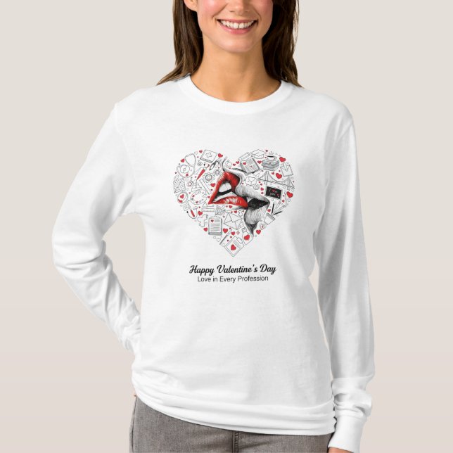 Camiseta Nurse Engineer Teacher Professional Valentine Hear (Anverso)