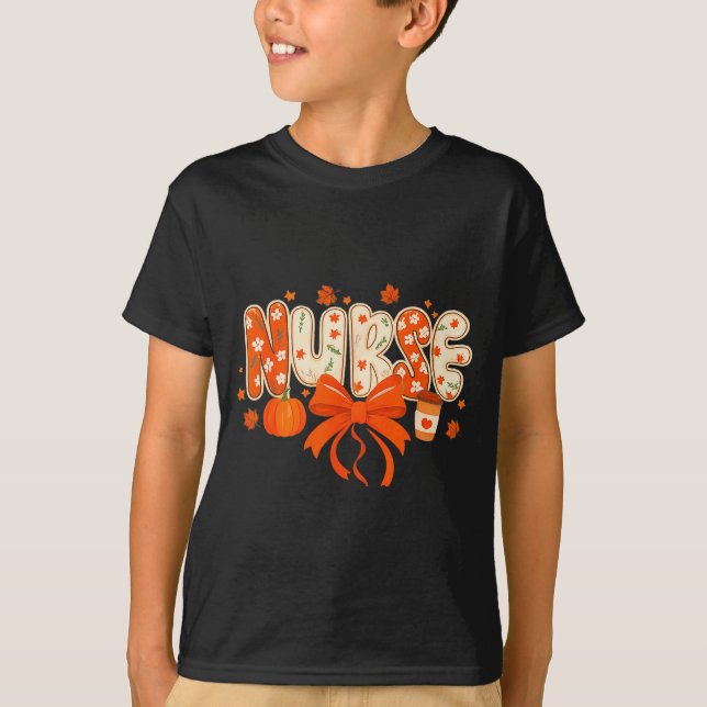 Camiseta Nurse Fall Autumn Pumpkin Sce Coffee Thanksgiving  (Anverso)