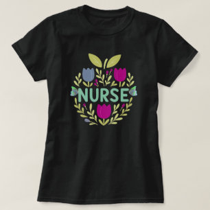 Camiseta Nurse Floral Tulip Design