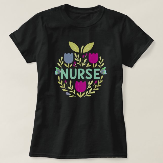 Camiseta Nurse Floral Tulip Design (Diseño del anverso)