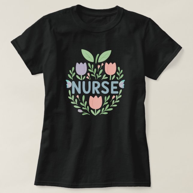Camiseta Nurse Floral Tulip Design (Diseño del anverso)
