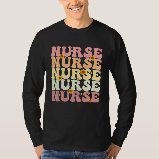 Camiseta Nurse Groovy Retro Hippie 2 (Anverso)