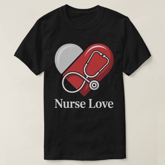 Camiseta Nurse Love Heartbeat Stethoscope Tee (Diseño del anverso)