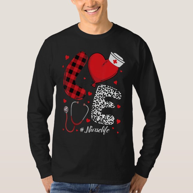 Camiseta Nurse Love Lettering - living that nurselife Plaid (Anverso)