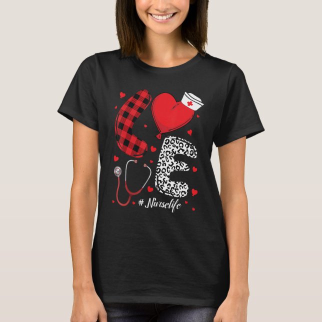Camiseta Nurse Love Lettering - living that nurselife Plaid (Anverso)