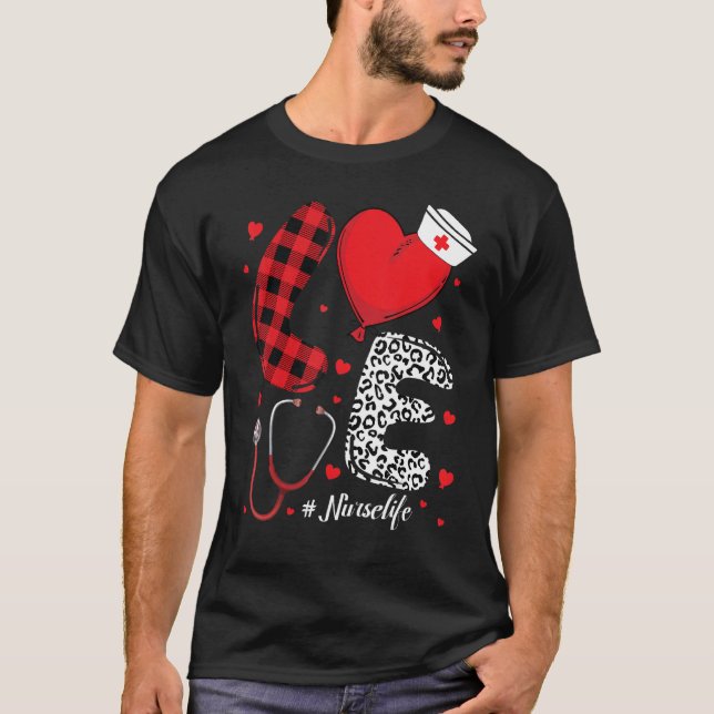 Camiseta Nurse Love Lettering - living that nurselife Plaid (Anverso)