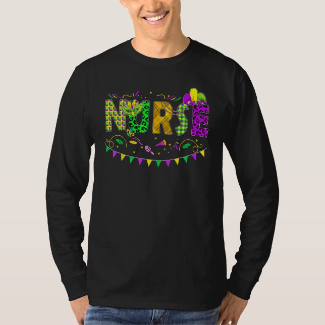 Camiseta Nurse Mardi Gras Leopard New Orleans Carnival Funn (Anverso)