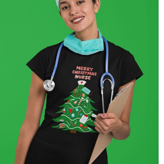 Camiseta Nurse Merry Christmas Tree (Subido por el creador)
