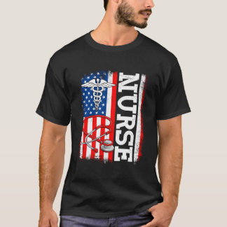 Camiseta Nurse Nursing American Flag Patriotic 4Th Of July