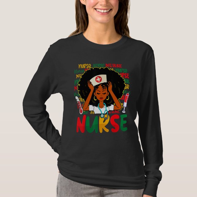 Camiseta Nurse Nursing Black History Month RN Black Nurse L (Anverso)