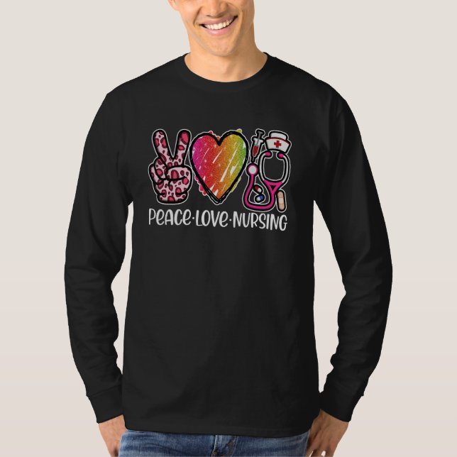 Camiseta Nurse Peace Love Nursing School Graduation Cute Ne (Anverso)