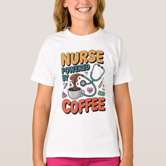 Camiseta Nurse Powered by Coffee (Anverso)