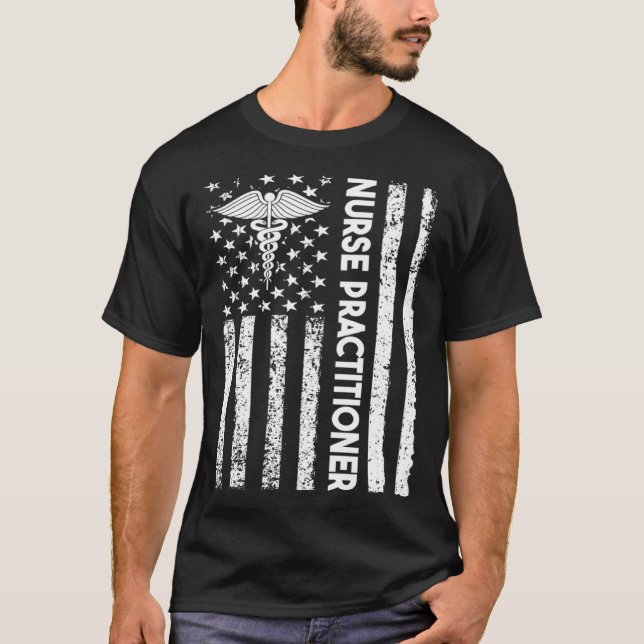 Camiseta Nurse Practitioner USA Flag Medical Caduceus NP Nu (Anverso)
