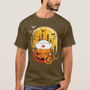 Camiseta Nurse Pumpkin Halloween Costume Funny Stethoscope 