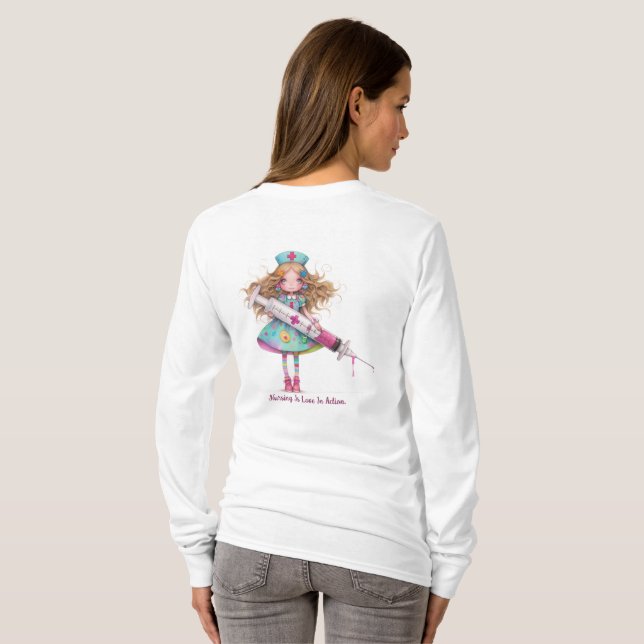 Camiseta Nurse sayings- Nursing is love in action. (Reverso completo)