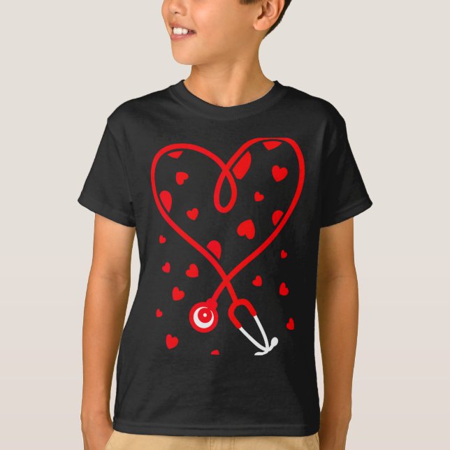 Camiseta Nurse Stethoscope Heart Valentine's Day Nursing  (Anverso)