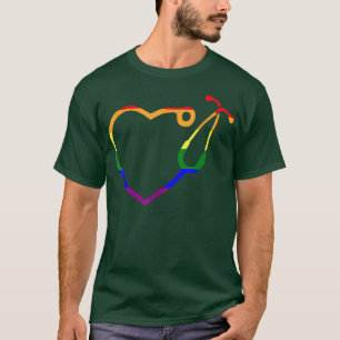 Camiseta Nurse Stethoscope LGBT-Q Rainbow Gay Pride Ally RN