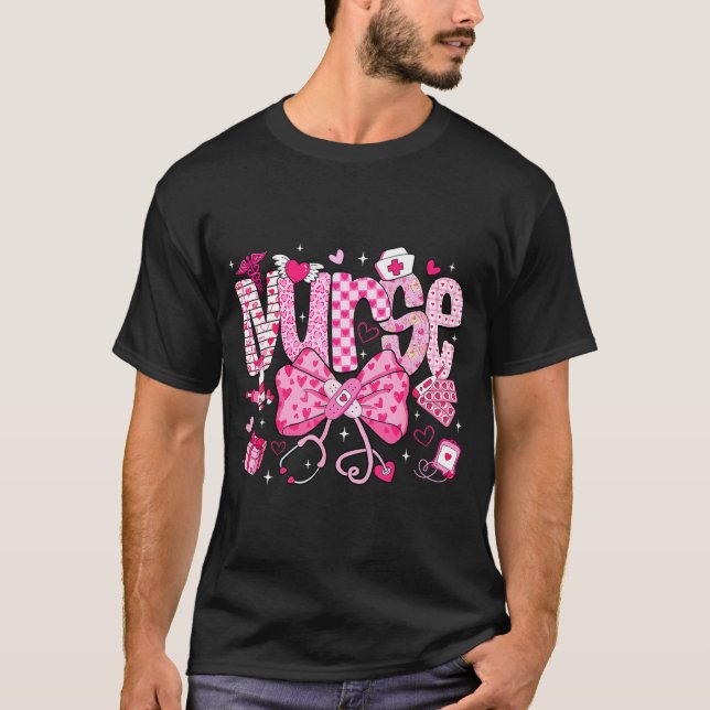 Camiseta Nurse Valentine's Day Heart Stethoscope Er Icu Nic (Anverso)
