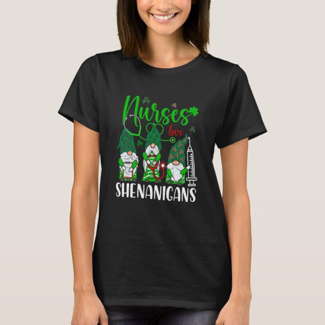 Camiseta Nurses Love Shenanigans Gnomes Nurse St Patricks D (Anverso)