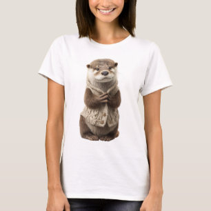 Camiseta Nutria Adorable en Chaqueta de Punto