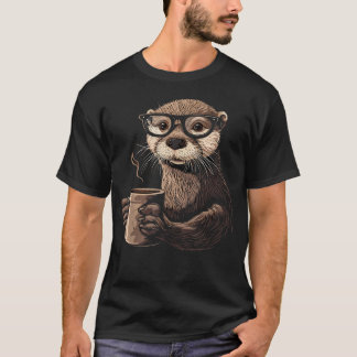 Camiseta Nutria bebiendo café barista divertido animal lind
