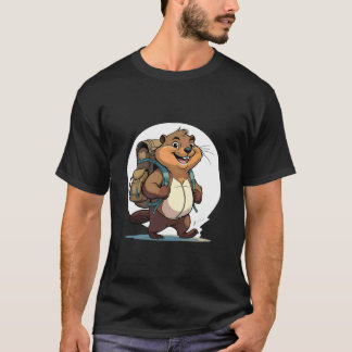 Camiseta Nutria castor feliz senderista con mochila