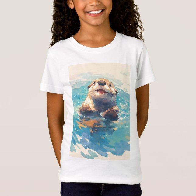 Camiseta Nutria chapoteando en la luz del sol (Anverso)