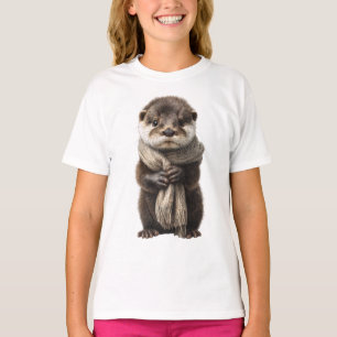 Camiseta Nutria con Bufanda para Niños