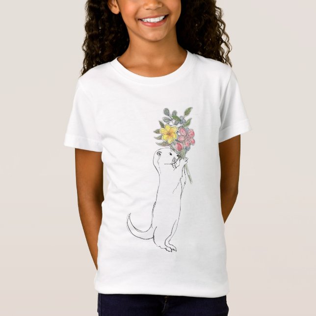 Camiseta Nutria con las flores (Anverso)