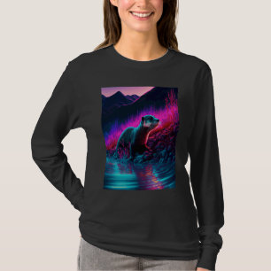 Camiseta Nutria de mar genial Synthwave Nutria errante 1